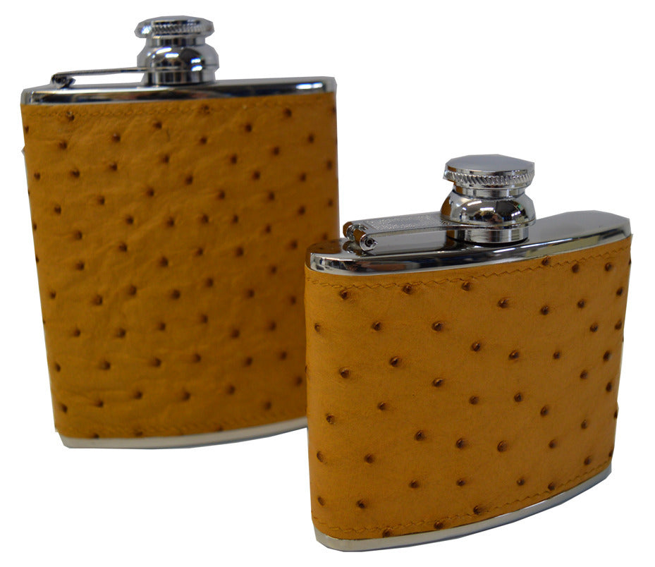 Max Capdebarthes Flask, 4oz, ostrich skin