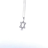 Order Israel 925 Sterling Silver Narrow Star of David Necklace with Moissanite-2