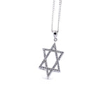 Order Israel 925 Sterling Silver Narrow Star of David Necklace with Moissanite-3