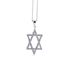 Order Israel 925 Sterling Silver Narrow Star of David Necklace with Moissanite-0
