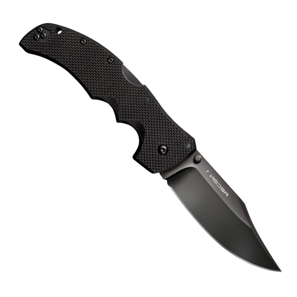 Cold Steel Recon 1 Lockback Clip Pocket Knife. 4-inch Black Finished CPM-S35VN Stainless Steel Clip Point Blade. Black G10 Handle.