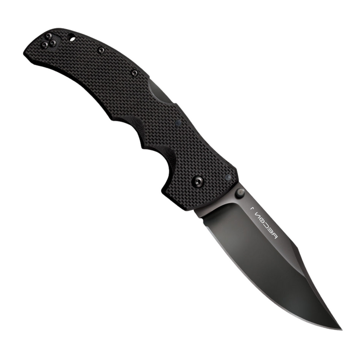 Cold Steel Recon 1 Lockback Clip Pocket Knife. 4-inch Black Finished CPM-S35VN Stainless Steel Clip Point Blade. Black G10 Handle.