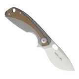 Viper Lille Framelock Pocket Knife. 2.5-inch Satin Finish Bohler M390 Stainless Steel Blade. Bronze Anodized Titanium Handle. Designed by Jesper Voxnaes.