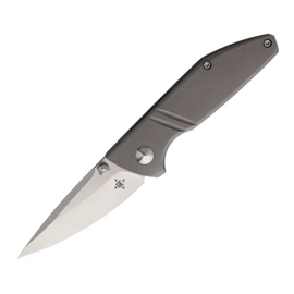 Gray titanium handle ALLIANCE DESIGNS ICE LITE pocket knife with satin finish blade