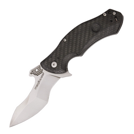 Viper Mago Carbon Fiber Pocket Knife with a 3 5/8-inch satin finish Bohler N690Co stainless recurve blade and carbon fiber handles.