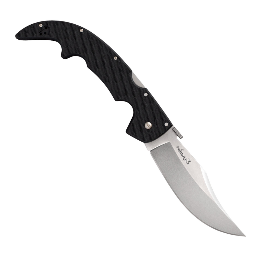 Cold Steel Large Espada Lockback Black, a Pocket Knife with a 5.5 inch satin finish AUS-10A stainless blade and black G10 handle.