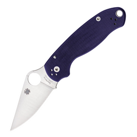 SPYDERCO PARA 3 Compression Lock Pocket Knife. Features a 3-inch black finish Bohler M390 stainless steel blade and Copper Shred carbon fiber handle.