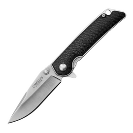 CAMILLUS TRC Linerlock Pocket Knife. Features a 2.75-inch titanium coated VG-10 stainless steel drop point blade and carbon fiber handle.