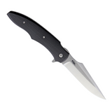 Patriot Bladewerx Lincoln Linerlock pocket knife with a satin and stonewash finish S35VN stainless steel blade and black G10 handle