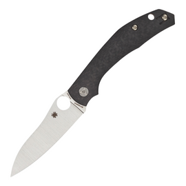 Carbon fiber handle Spyderco Kapara pocket knife with satin finish blade