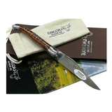 Laguiole En Aubrac Folding Pocket Knife (11cm) - Amourette (Snakewood). This beautifully crafted pocket knife features a genuine snakewood handle and a stainless steel blade, perfect for everyday carry, camping, or outdoor adventures.