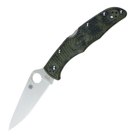 Spyderco Endura 4 Lockback Pocket Knife. 3.75-inch Satin Finish VG-10 Stainless Steel Blade. Zome Green Textured FRN Handle.
