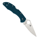 Spyderco Endura 4 lockback pocket knife with a 3.88 inch K390 tool steel blade and blue textured FRN handle