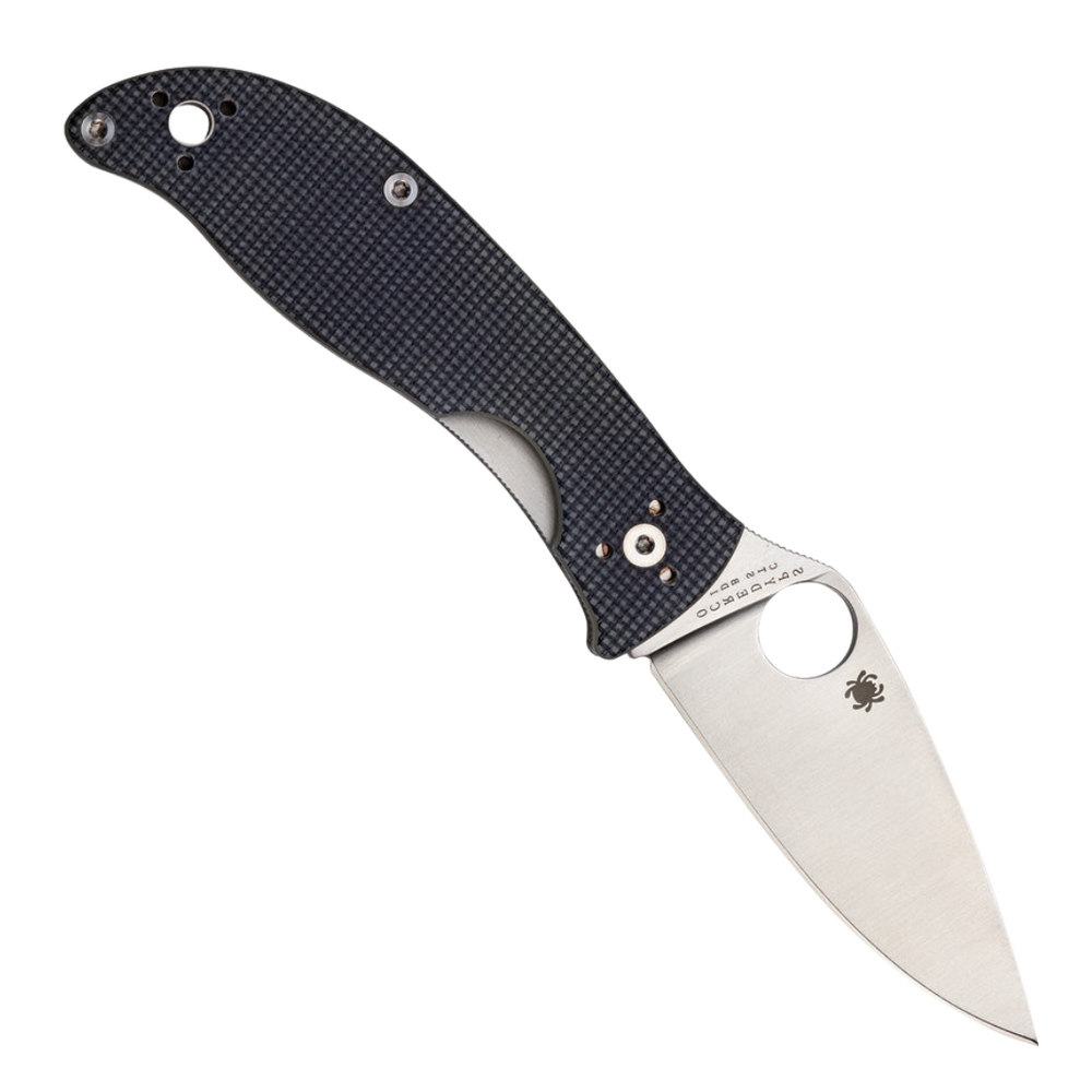 Gray textured G10 handle SPYDERCO POLESTAR pocket knife with satin finish blade