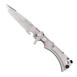WildSteer WX Folding Knife, a 5 7/8 inch closed pocket knife with a 4 1/2 inch Bohler N690 steel tanto blade. It features the WX-Lock double locking system, stainless steel handles with a strike pommel, lanyard hole, rotating cover for a double screwdriver blade, hex bit socket wrench, pocket clip, and lanyard.