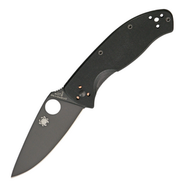 Black handle Spyderco Tenacious pocket knife with black blade