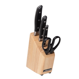 Arcos Natura 4-Piece Kitchen Knife Set with Rosewood Handles and NITRUM® Stainless Steel for Warmth, Strength, and Sharpness