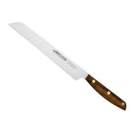 Arcos Nordika Bread Knife (Serrated) 200mm. This serrated bread knife features a comfortable, eco-friendly FSC certified wood handle and a single-forged NITRUM stainless steel blade for effortless slicing of bread with minimal tearing 