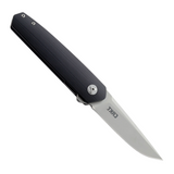 CRKT Cuatro Linerlock, a Pocket Knife with a 3.25 inch satin finish stainless steel blade and black G10 handle.