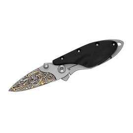 Maserin One Fold Engraved, a pocket knife featuring a 440C stainless steel blade with 24kt gold engraving. Crafted by Maserin Coltellerie, a family-owned Italian legacy brand.