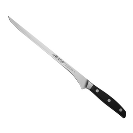 Arcos Natura Slicing Knife (Flexible) 250mm with a warm rosewood handle and a single-forged NITRUM stainless steel blade for excellent durability and cutting performance.