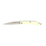 Maserin E.D.C pocket knife with a classic long clip blade in D2 steel and white micarta handle.  This lightweight, traditional slip joint knife is ideal for everyday carry.