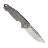 VIPER KATLA Linerlock Pocket Knife with Stonewash Bohler M390 Stainless Steel Tanto Blade and Gray Textured Titanium Handle