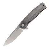 LionSteel Myto Framelock Pocket Knife with a 3.25-inch satin finish Bohler M390 stainless steel blade and black micarta handle with titanium back.