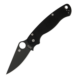 Black textured G10 handle SPYDERCO PARA-MILITARY 2 pocket knife with black blade