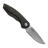 Carbon fiber handle MKM Timaro Linerlock pocket knife with satin finish blade