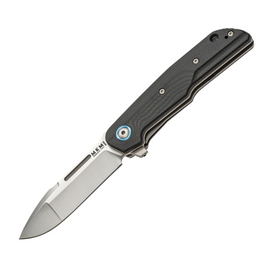 MKM-Maniago Knife Makers Clap Linerlock pocket knife, designed by Bob Terzuola. Features a 3-inch satin finish Bohler M390 stainless steel drop point blade and black G10 handle. Made in Italy by LionSteel.