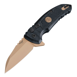 Sig X1-MicroFlip Emperor Scorpion, a Pocket Knife with a 2.75-inch dark earth PVD coated CPM-154 stainless Wharncliffe blade and black G10 handle.