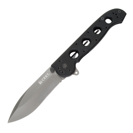 CRKT M21 G-10 Linerlock pocket knife with a 3.88 inch gray TiNi coated stainless steel blade and black G10 handle