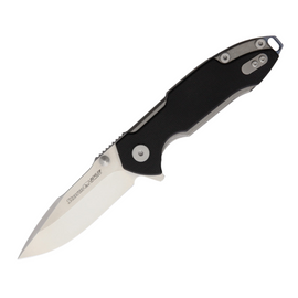 Viper Storm Linerlock Black, a Designer Pocket Knife with a 3-Inch Satin Finish Bohler M390 Stainless Steel Drop Point Blade and Black G10 Handle. Designed by Rick Hinderer.