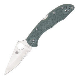 Green textured FRN handle SPYDERCO DELICA 4 LOCKBACK pocket knife with a 3 inch VG-10 stainless steel blade