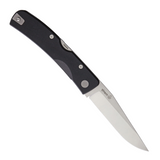 Manly Peak Lockback D2 Black Pocket Knife. This everyday carry pocket knife features a 3.75 inch satin finish D2 tool steel blade and black G10 handle for durability. Includes pocket clip for convenient carry.