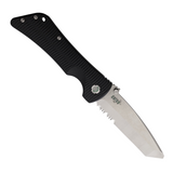 Black G10 handle SOUTHERN GRIND BAD MONKEY pocket knife with partially serrated tanto blade