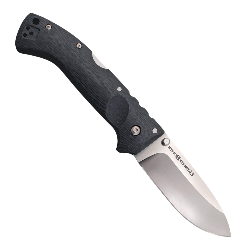 Black G10 handle Cold Steel Ultimate Hunter lockback pocket knife with satin finish blade