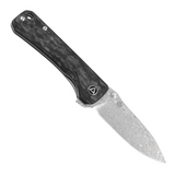 Shredded carbon fiber handle QSP Knife Hawk linerlock pocket knife with Damascus blade