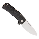 LionSTEEL TM1 lockback pocket knife with a 3.5 inch satin finish Sleipner 60-61 HRC blade and black micarta handle