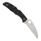 Spyderco Endura 4 Lockback Serrated Pocket Knife. 3.88-inch Serrated VG-10 Stainless Steel Wharncliffe Blade. Black Bi-Directional Textured FRN Handle.