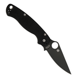 Black textured G10 handle SPYDERCO PARA-MILITARY 2 pocket knife with black blade