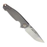 VIPER KATLA Linerlock Pocket Knife. Features a 3.25-Inch Stonewash Finish Bohler M390 Stainless Steel Tanto Blade and Gray Textured Titanium Handle. Designed by Jesper Voxnaes.