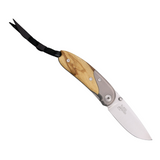 Lionsteel Mini, a Compact Pocket Knife with a 2 3/8 Inch D2 Tool Steel Blade and Olive Wood Handles.