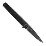 Black stonewash finish MKM-MANIAGO FLAME Framelock pocket knife with a Bohler M390 stainless steel drop point blade
