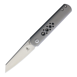 Kizer Cutlery Fiest Framelock Pocket Knife. 2.75-inch Stonewashed S35VN Stainless Tanto Blade. Satin Finish Titanium Handle.
