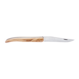 Laguiole En Aubrac Backpacker's Folding Knife (12cm) - Olive Wood. This traditional pocket knife features a stainless steel blade and a beautiful olive wood handle, perfect for picnics, camping, or any outdoor adventure.