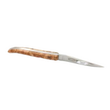 Laguiole En Aubrac Backpacker's Folding Pocket Knife (12cm) - Juniper Wood. This traditional pocket knife features a juniper wood handle and a stainless steel blade, perfect for camping, picnics, or any outdoor adventure.