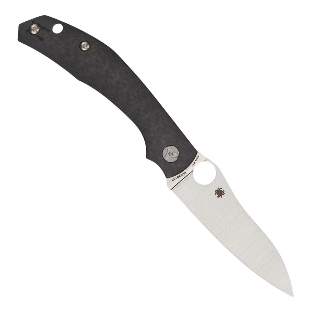 Carbon fiber handle Spyderco Kapara pocket knife with satin finish blade