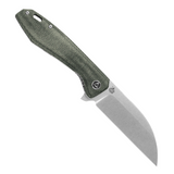 QSP Knife Pelican Linerlock SW, a Pocket Knife with a 3.63 inch stonewash finish CPM S35VN stainless steel blade and green linen micarta handle.